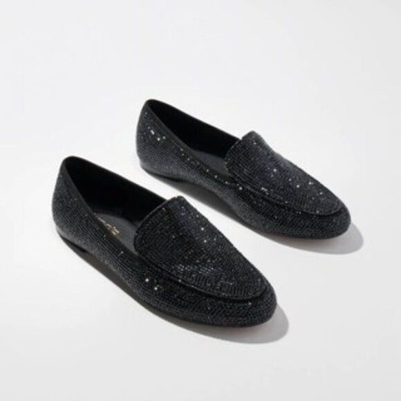 Chico's Suede Trim Rhinestone Loafers 7.5 Sparkle * - Picture 2 of 13